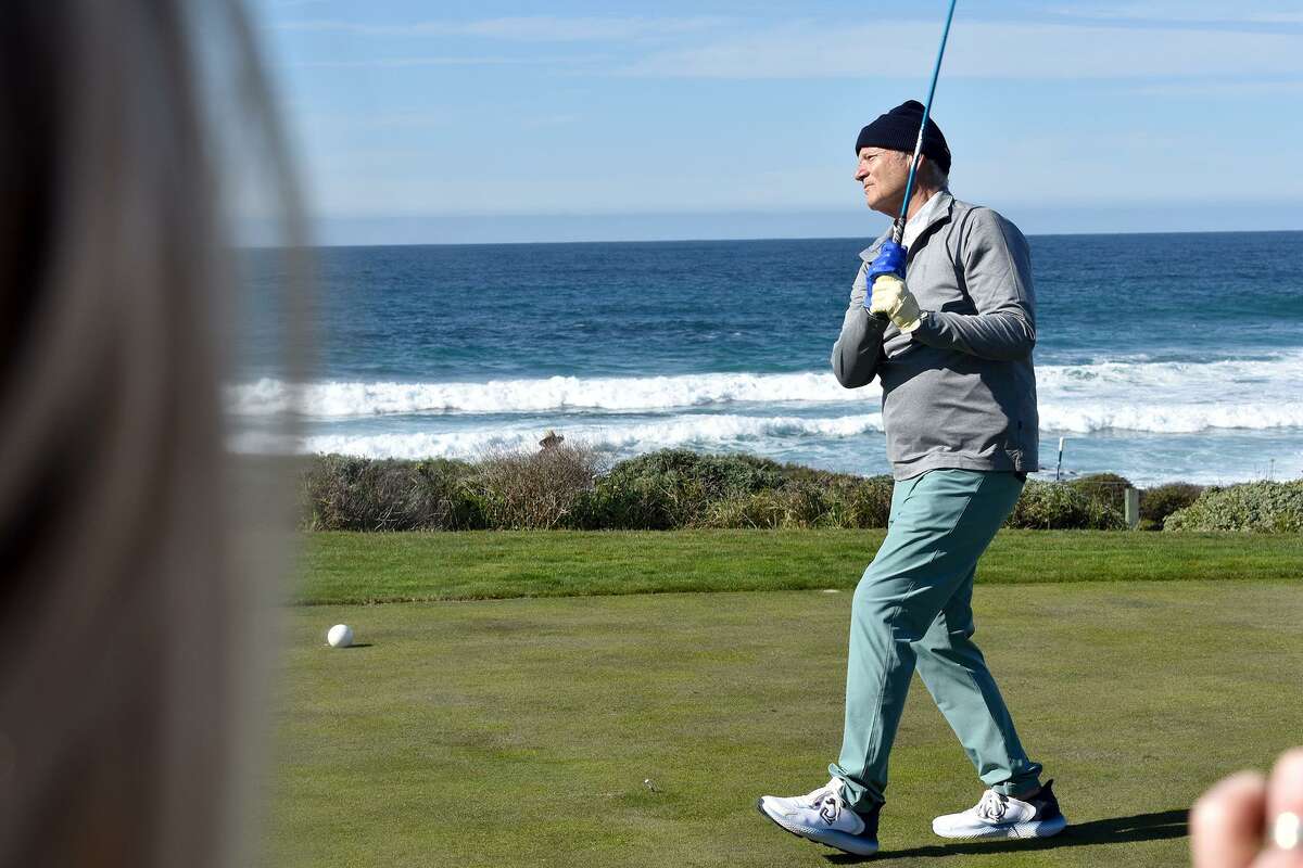Fore! Bill Murray hits a tee shot at the AT&T Pebble Beach Pro-Am Thursday afternoon. By the end of the day dozens of followers had shared Bill Murray memories and made new ones.?