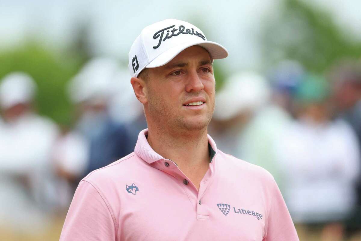 BROOKLINE, MASSACHUSETTS - JUNE 19: Justin Thomas of the United States walks down the sixth hole during the final round of the 122nd U.S. Open Championship at The Country Club on June 19, 2022 in Brookline, Massachusetts. Justin Thomas withdrew from the Travelers Championship on Wednesday morning. (Photo by Andrew Redington/Getty Images)