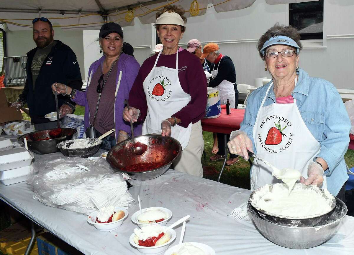 One of the popular Saturday attractions was the Branford Historical Society's strawberry shortcake table