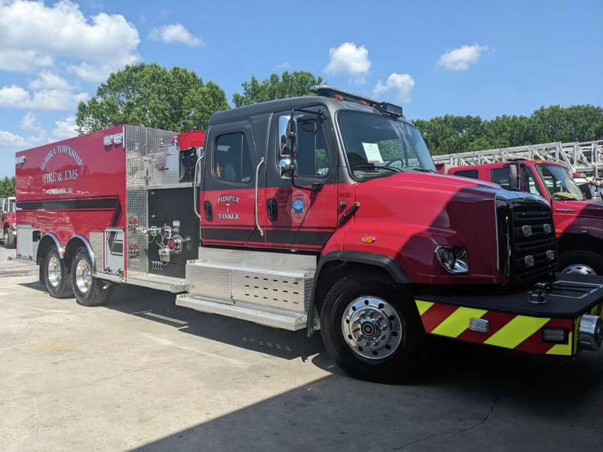 A millage to pay for purchasing and equipping new vehicles, like this new pumper truck, is on the Aug. 2 ballot for Almira Township voters. 
