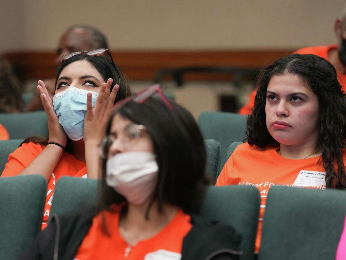 Activists in the Surplus Room respond to comments from Texas Commission on Environmental Quality Chairman John Nirman during a sunset advisory committee meeting at the Texas State Capitol on Tuesday, June 21, 2022 in Austin.