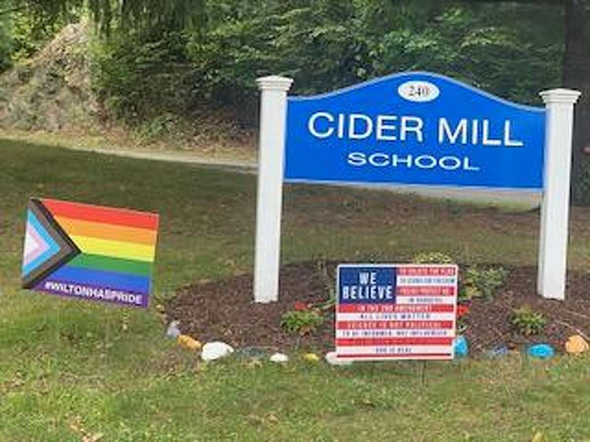 Pride signs were that were placed on school property, with the approval of Superintendent Kevin Smith, in 2021.