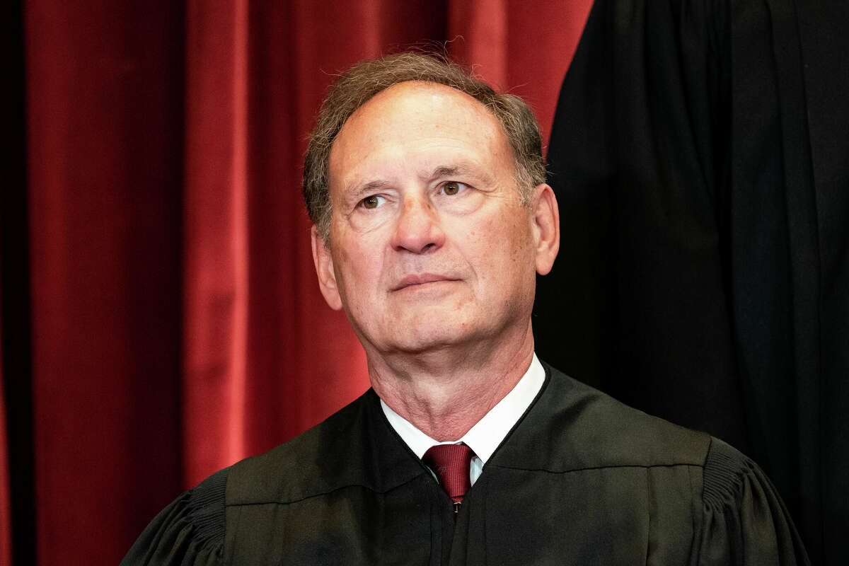 Associate Justice Samuel Alito sits during a group photo of the Justices at the Supreme Court in Washington, D.C., on April 23, 2021. 