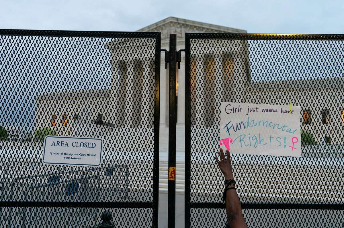 Demonstrators protest at the Supreme Court in May after a draft opinion that overturned Roe v. Wade was leaked.