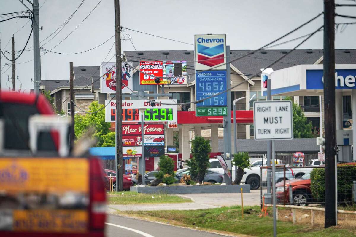 Gas prices are on display along Highway 6, Wednesday, June 15, 2022, in Houston.