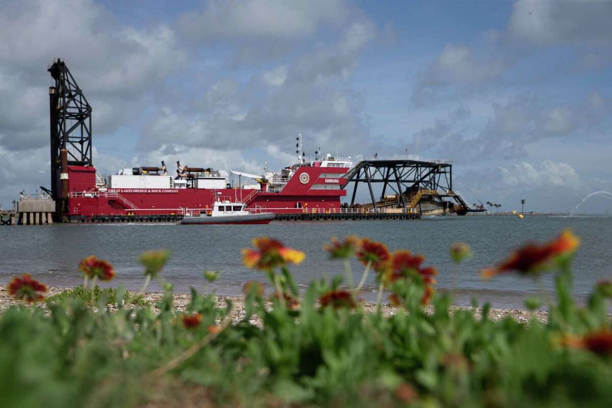 Carolina the dredge, which will be used in the expansion and deepening of the Houston Ship Channel, is photographed at the kick-off ceremony Wednesday, June 1, 2022, in Galveston. The expansion of the port will be a topic at the Greater Houston Port Bureau's meeting Thursday.