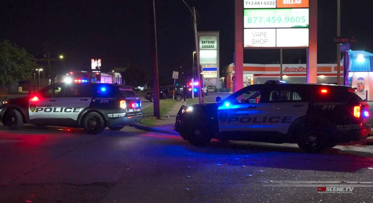 Houston police respond to a fatal shooting on the 5100 block of Antoine Drive on June 23, 2022.