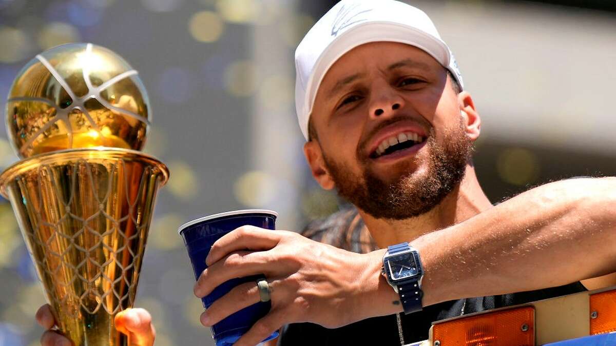 Curry at the Warriors' parade on Monday.