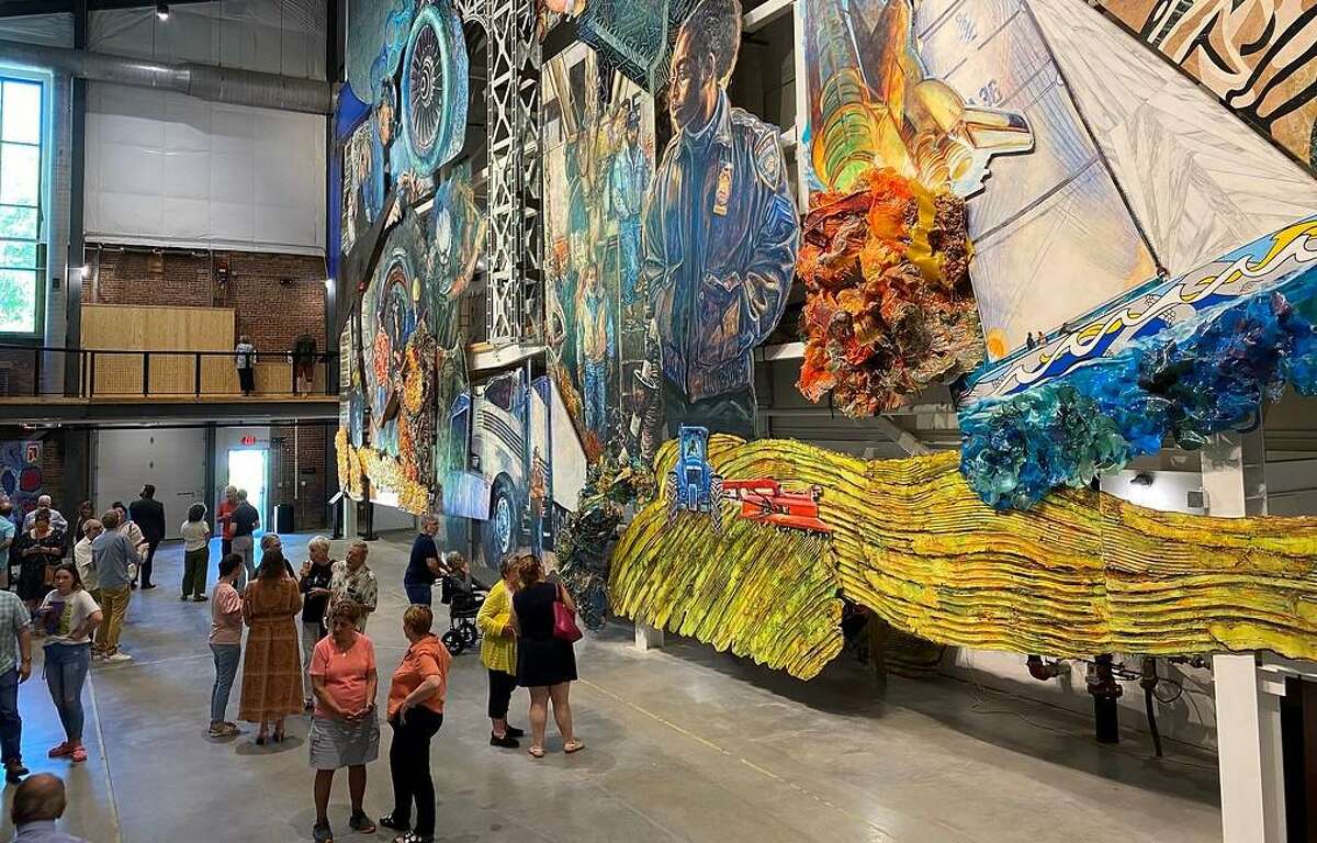 The American Mural Project, a giant, collaborative art work in an old mill building in Winsted, celebrating the American worker, opened Saturday, June 18, after 20 years in the making.