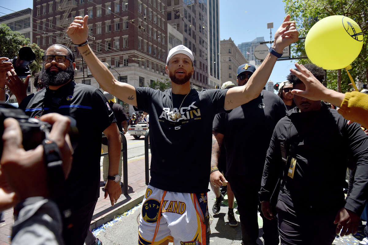 Steph Curry was among several Warriors representing Oakland at the parade.
