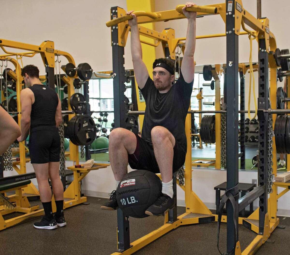 Siena basketball player Andrew Platek is seen using the strength and conditioning suite with his team at the Marcelle Athletic Complex at Siena College on Thursday, June 23, 2022 in Loudonville, N.Y.