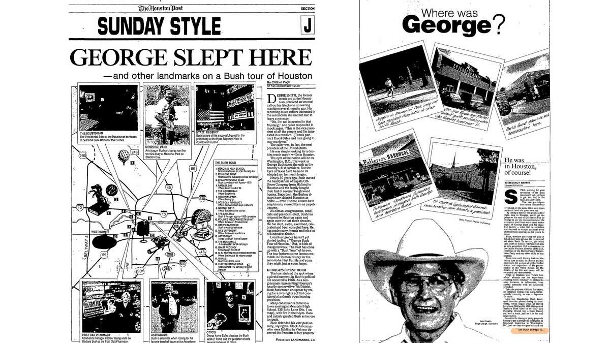 Le Houston Post (à gauche) et le Houston Chronicle (à droite) étaient très intéressés par le sort du président américain George HW Bush en 1989.