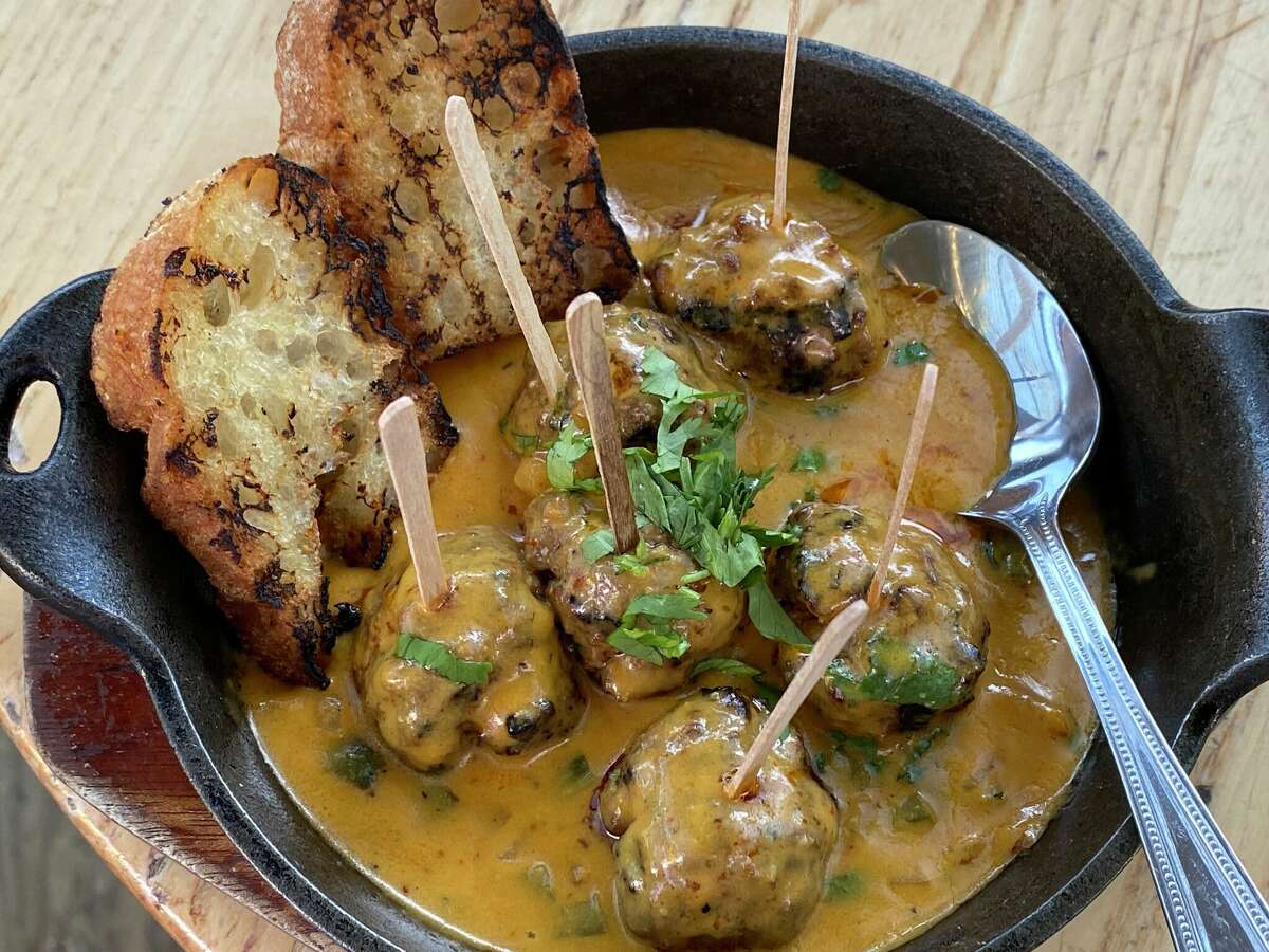 Red Thai Curry Meatballs at Madam Racecar in the Mission District. 
