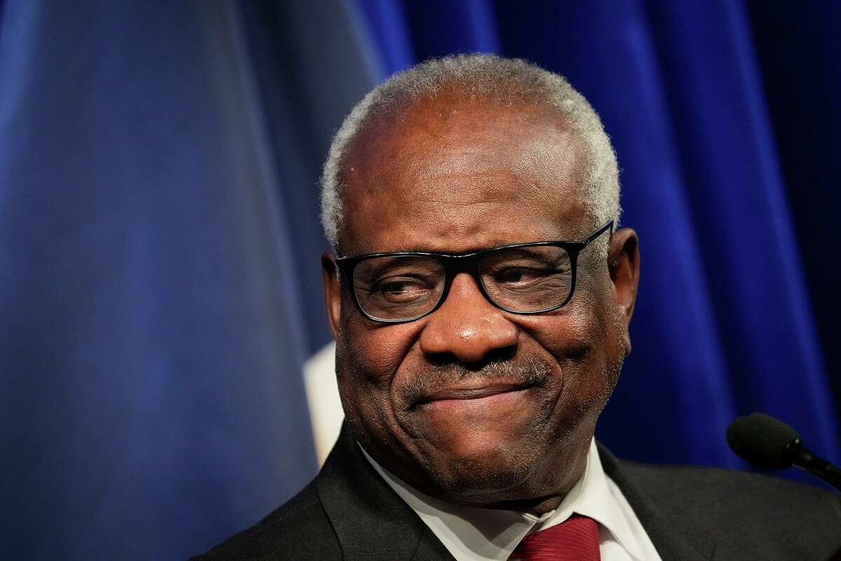 Associate Supreme Court Justice Clarence Thomas speaks at the Heritage Foundation on Oct. 21, 2021, in Washington, DC. (Drew Angerer/Getty Images/TNS)