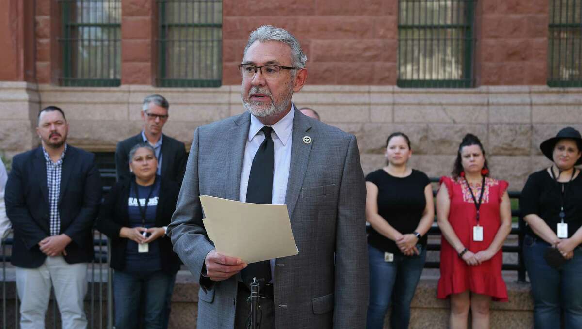 Bexar County District Attorney Joe Gonzales discusses the recently issued Supreme Court opinion overturning Roe v. Wade on Friday at the Bexar County Courthouse.