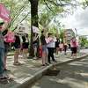 A rally in support of abortion rights at the Danbury Library Plaza. Sunday, May 15, 2022