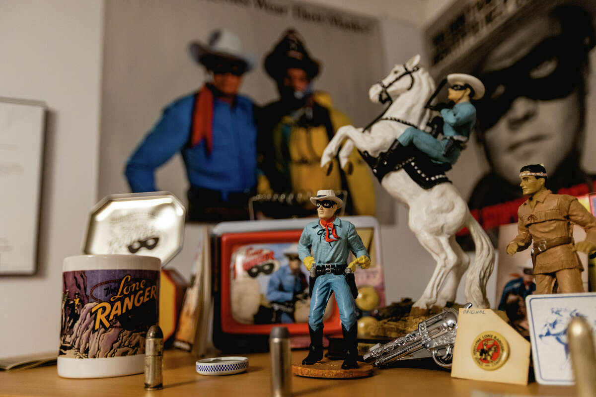 Items on display in the Lone Ranger Room at the Wild West Museum in Litchfield.