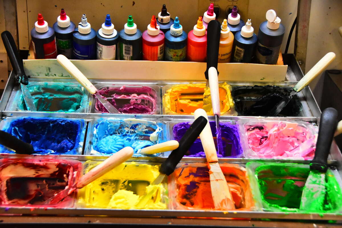 A palette of icing is used to decorate cakes and cupcakes at Zachary's Pastry Shoppe in East Greenbush. It is among many Capital Region bakeries, caterers and other suppliers serving a surge in demand for products and events as large celebrations and other gatherings have resumed as the coronavirus pandemic further recedes.&nbsp;