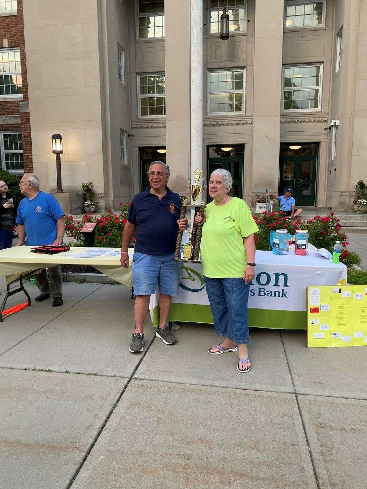 The annual Torrington Lions Club Car Show was held June 3 on Main Street, Torrington. Club member Mitchell Luiza presented the President’s Choice trophy to ViVianne Evon, who was there on her father’s behalf. Gary’s Hilltop sponsored this award.