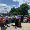 Sen. Chris Murphy speaks to a rally of gun safety advocates Friday in Hartford, a day after helping the Senate pass the first major federal gun control legislation in more than three decades.