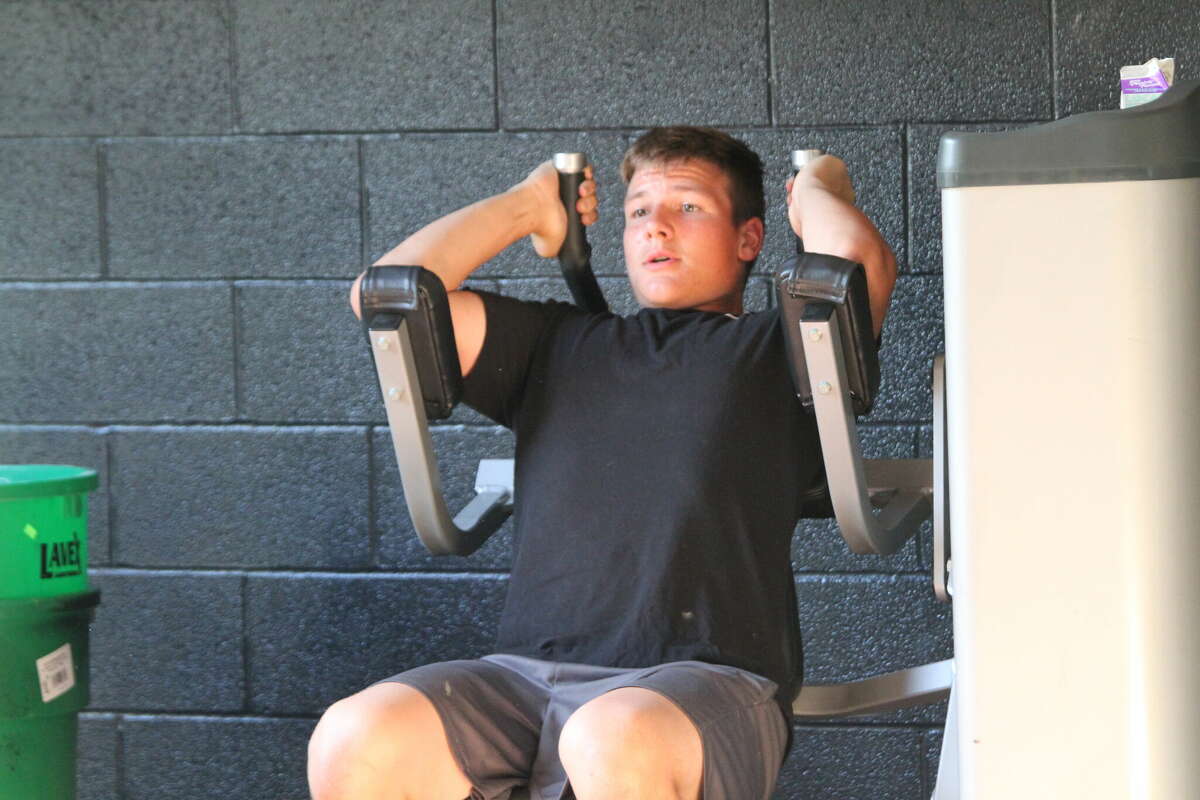 Cole Merrill participates in voluntary workouts at Bear Lake High School. 