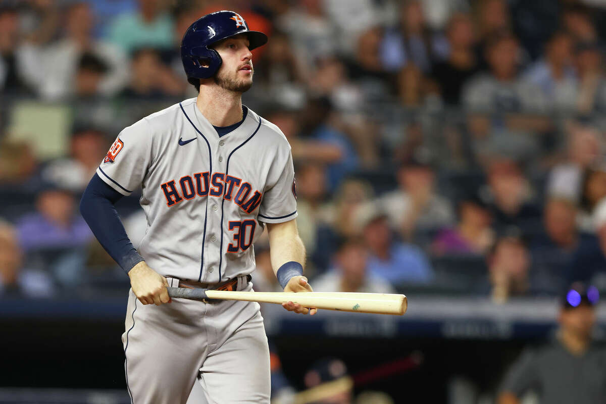 NEW YORK, NEW YORK - JUNE 24: Kyle Tucker #30 of the Houston Astros hits a 3-run home run in the sixth inning against the New York Yankees at Yankee Stadium on June 24, 2022 in New York City. (Photo by Mike Stobe/Getty Images)