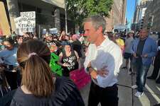 Democratic gubernatorial hopeful Beto O’Rourke showed up unexpectedly at a Houston rally where hundreds protested against the Supreme Court's overturning Roe v. Wade.