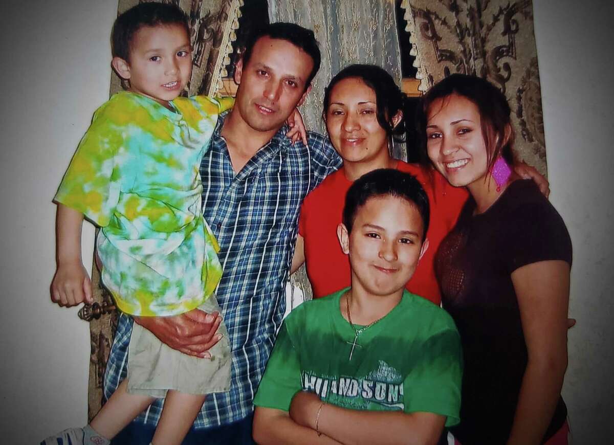 The Molina family, when they were together in Stamford circa 2009, from left, Ronald Steve, Ronald (Rony), Sandra, Evelin and (foreground) Alex. Rony, 52, was killed in a hit-and-run accident in downtown Stamford in April 2022. Sandra has been unable to return to the United States since 2010.