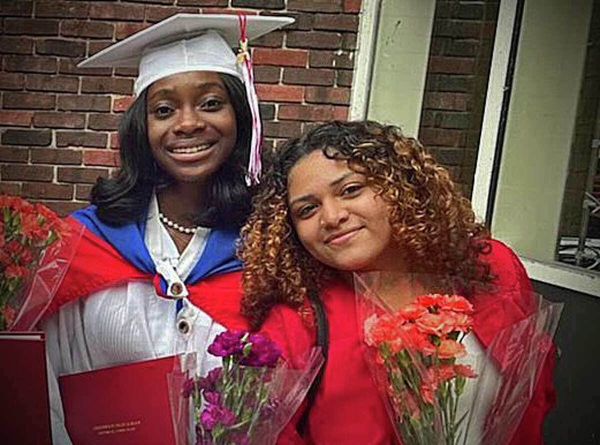 Naomi Turner, left, and Gigi Vargas recently graduated from Greenwich High School after interning at CCI in Greenwich.