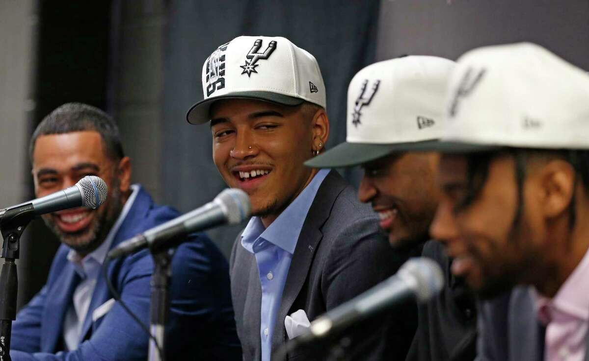 San Antonio Spurs general manager Brian Wright host an introductory press conference with Spurs draft picks Jeremy Sochan, Malaki Branham and Blake Wesley,L to R, at AT&T Center on Saturday, June 25, 2022.