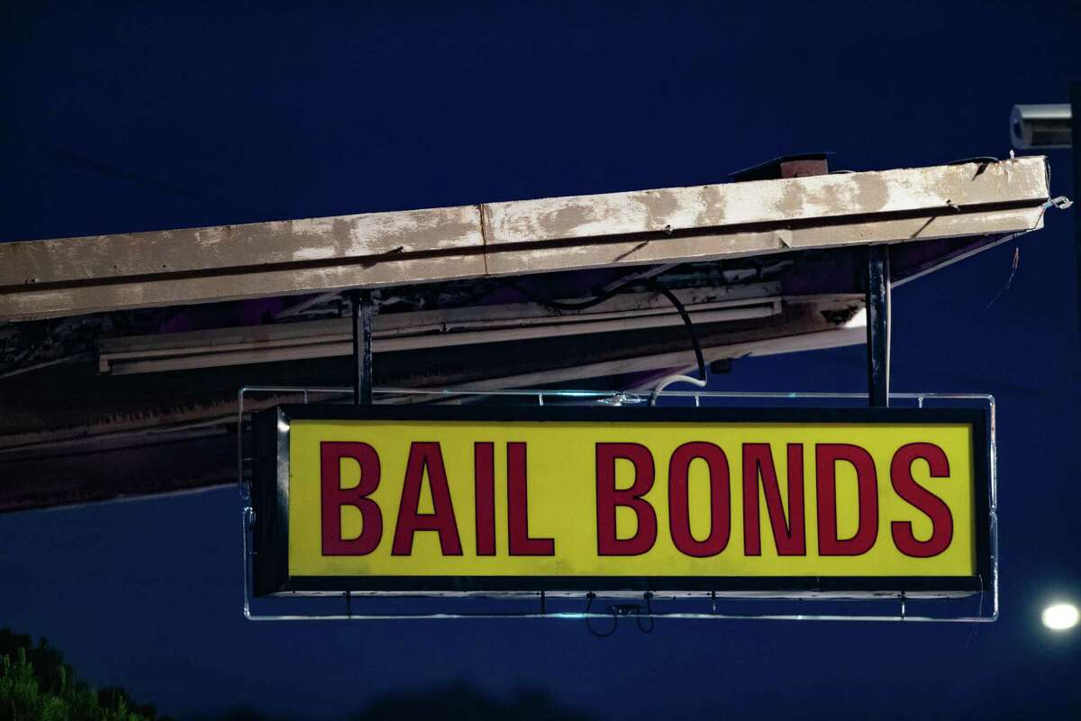 Vintage bail bonds sign at N. San Jacinto, Friday, Oct. 8, 2021, in Houston.