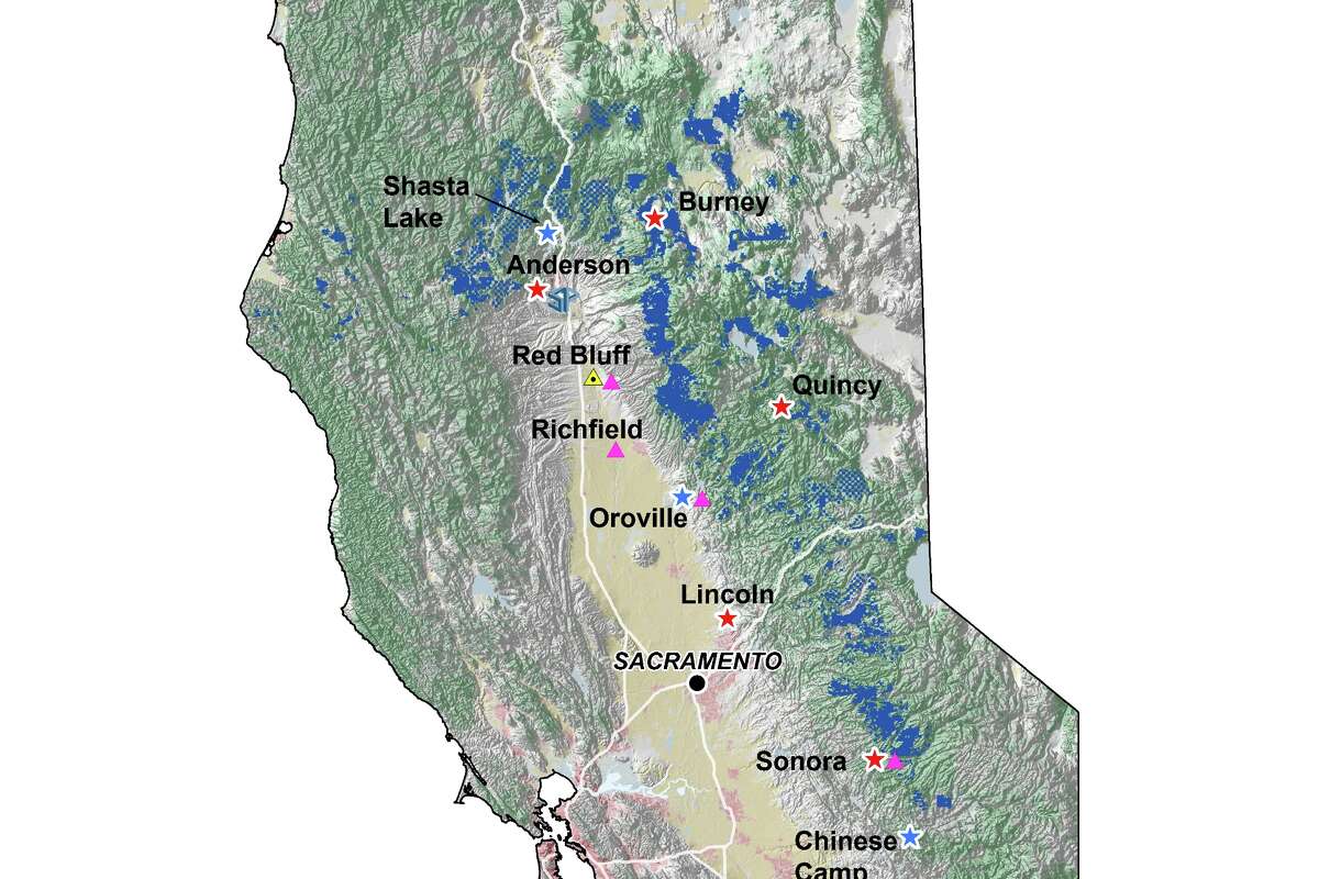 A map of Sierra Pacific Industries land in California.