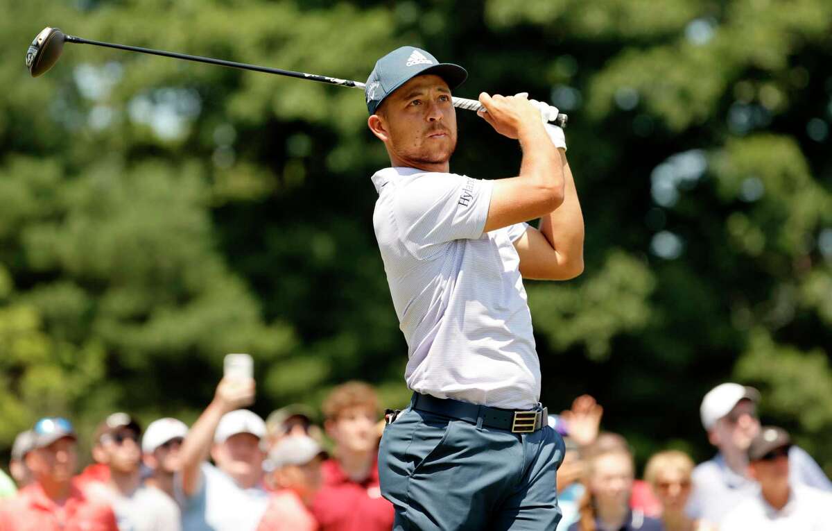 Xander Schauffele of the United States plays his shot from the first tee during the final round of Travelers Championship at TPC River Highlands on June 26, 2022 in Cromwell, Connecticut.