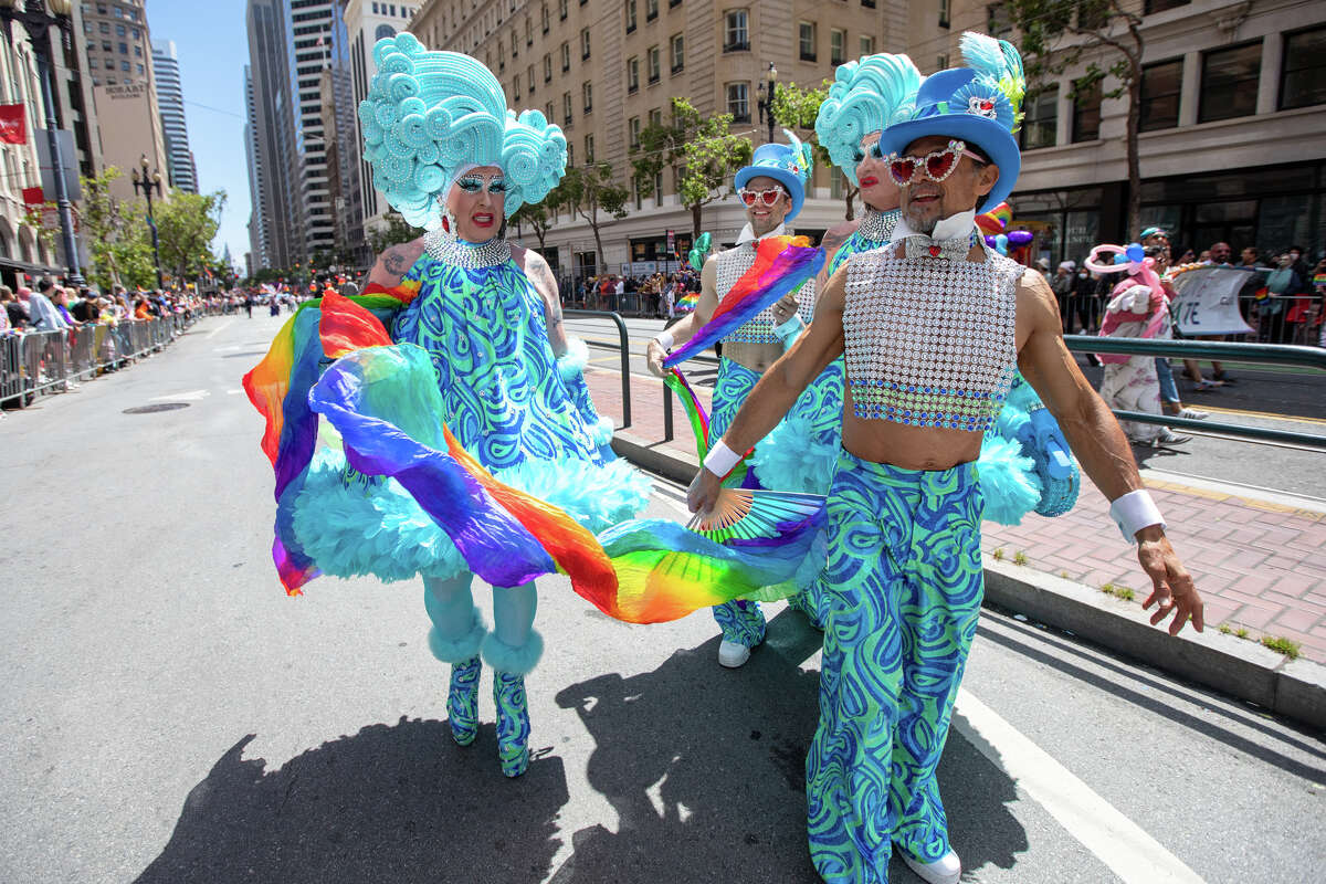 Costumed participants during the San Francisco Pride Parade in San Francisco, California on June 26, 2022.
