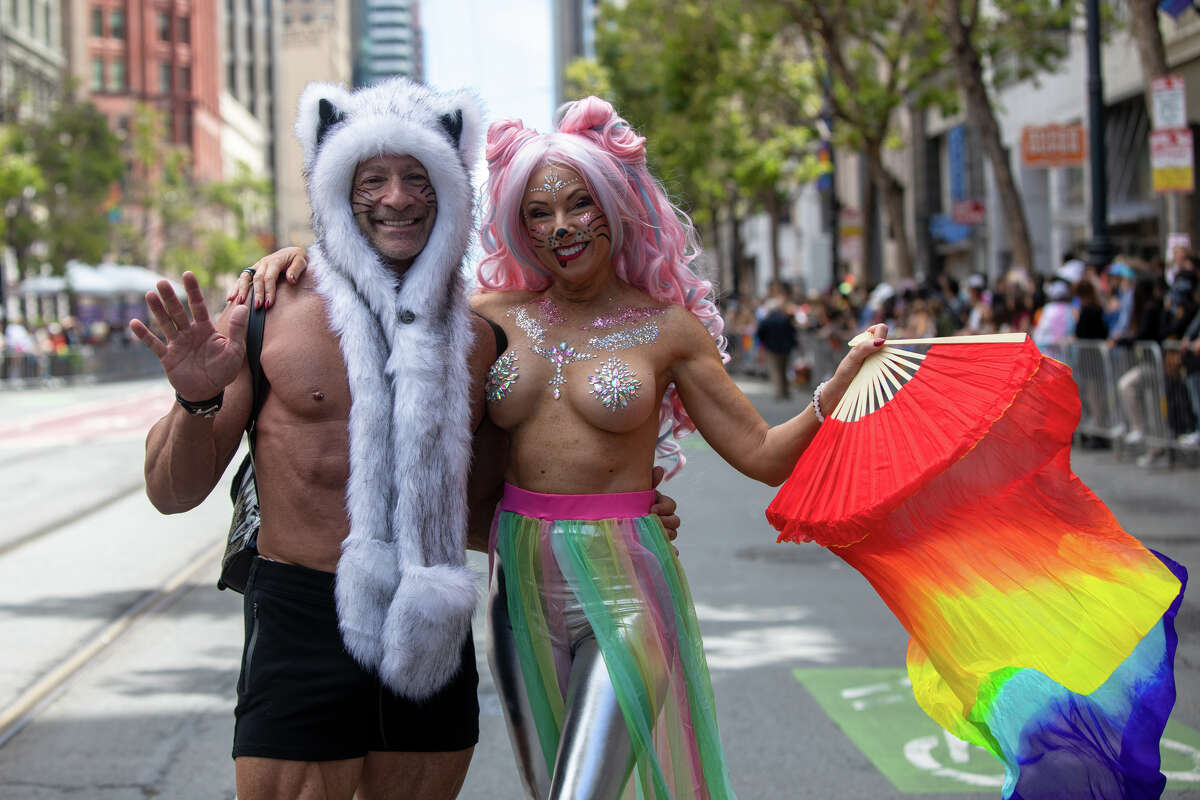 Sean Kelly and Rachel Levine at the San Francisco Pride Parade in San Francisco, California on June 26, 2022.