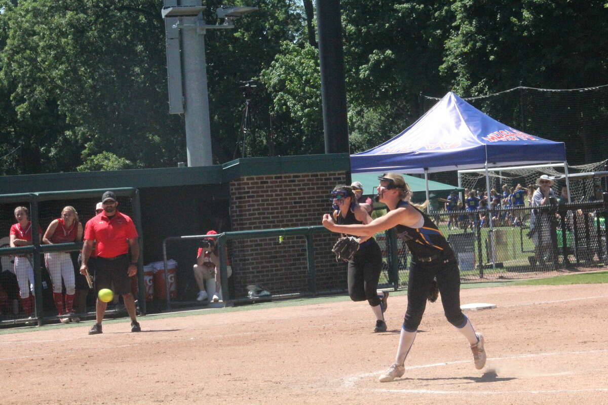All-stater Addy Gray throws a pitch during the state title game against Millington on June 18.
