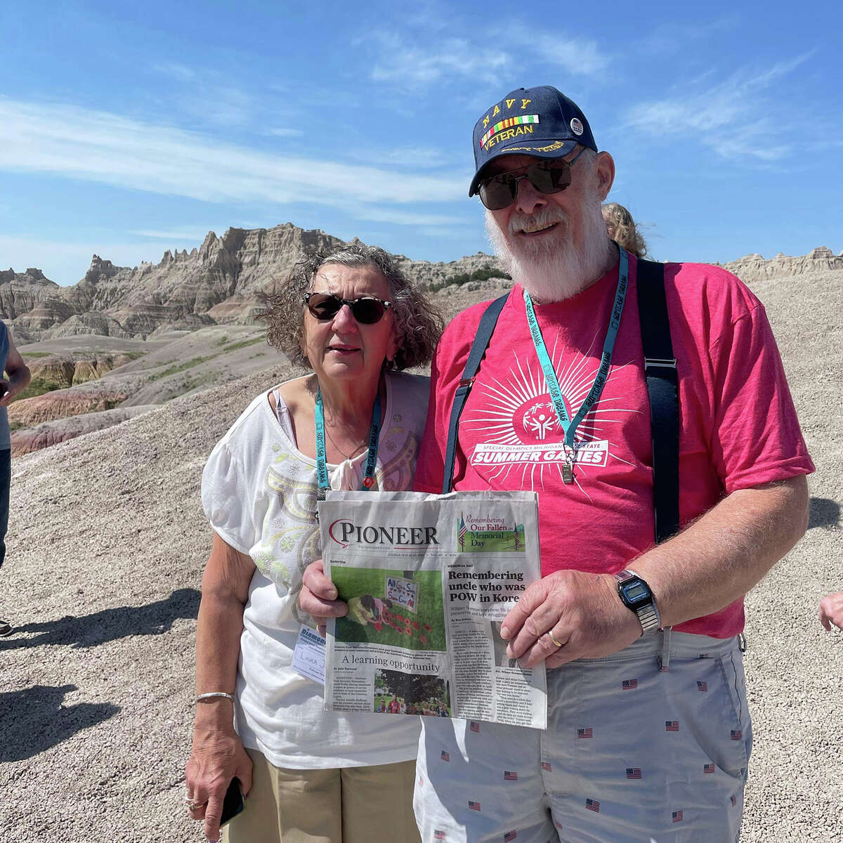 Harry and Laura Johnson, of Bitely, recently took the Pioneer with them on a trip out West. They said visiting Mt. Rushmore was on their bucket list.