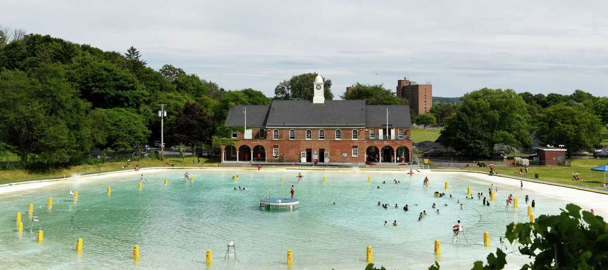 Swimmers enjoy the waters at Lincoln Park Pool on Monday, June 27, 2022, in Albany, N.Y.