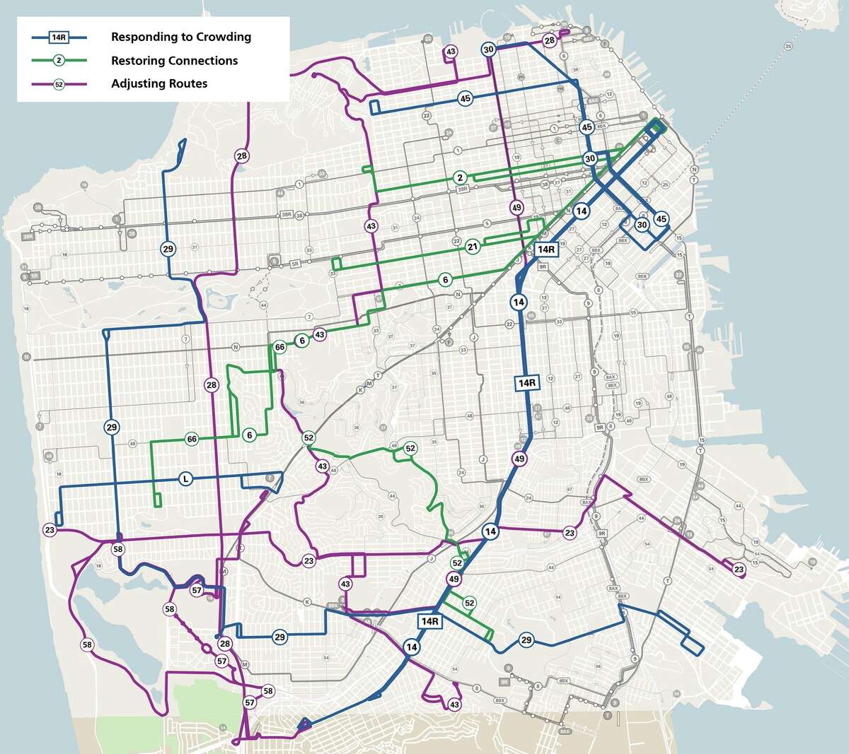 An overview of all the planned bus lines that will return on July 9, 2022.