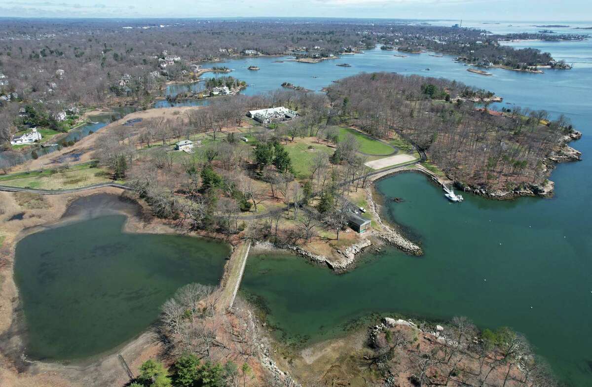 Great Island in Darien, Conn., photographed on Tuesday, April 12, 2022. The town of Darien is in negotiations with the property owners to purchase the 63-acre island and estate.