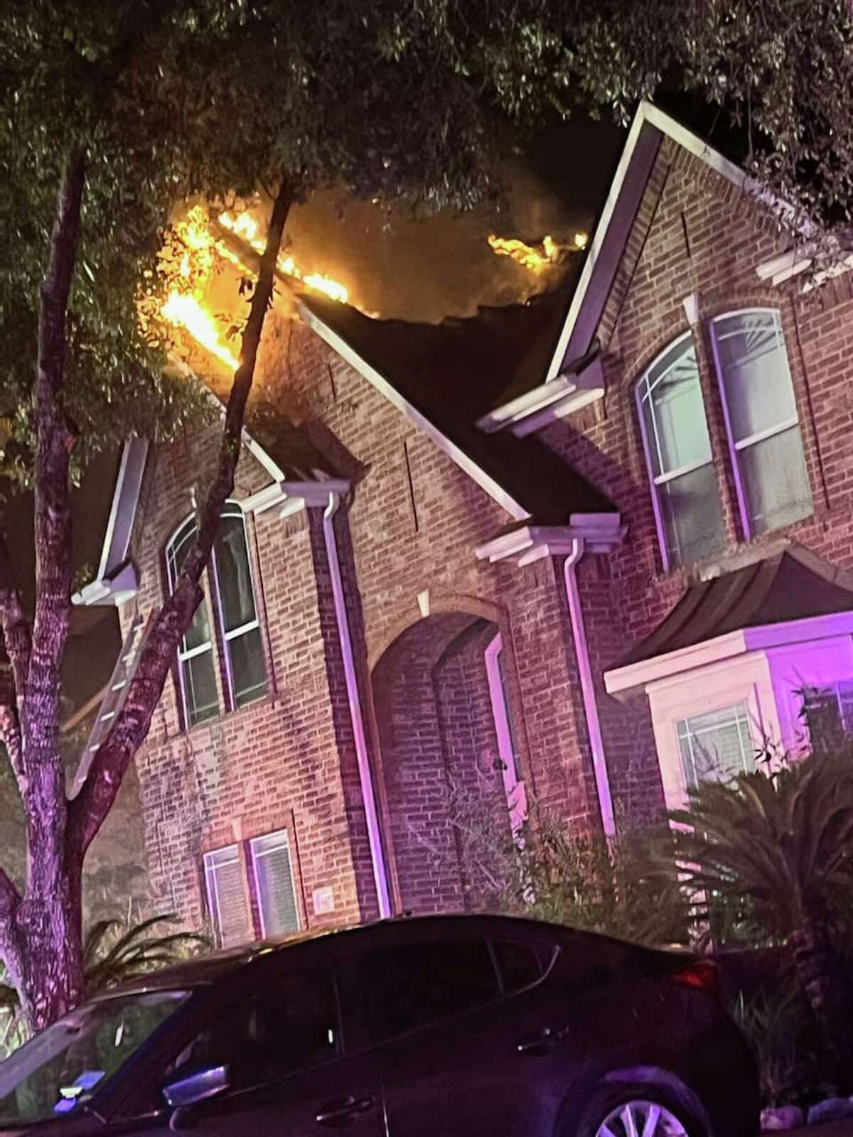 Lightning struck a League City home in the Victory Lakes subdivision during Monday night's thunderstorms and caused multiple fires to erupt and destroy the home. When crews arrived, the fire was venting from the roof and was so rampant that League City had to call for additional help from seven other agencies to assist. 