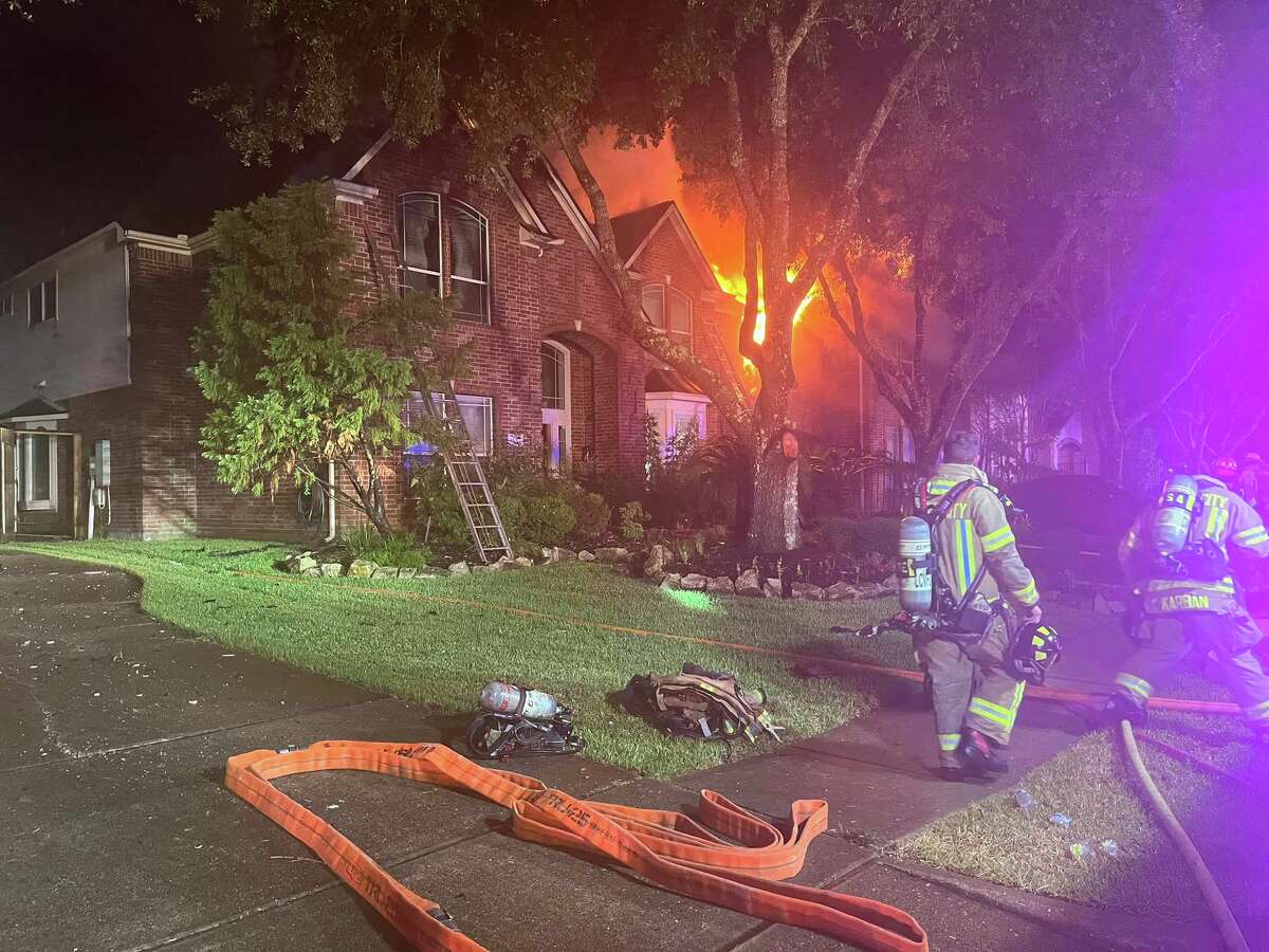 Lightning struck a League City home in the Victory Lakes subdivision during Monday night's thunderstorms and caused multiple fires to erupt and destroy the home. When crews arrived, the fire was venting from the roof and was so rampant that League City had to call for additional help from seven other agencies to assist. 