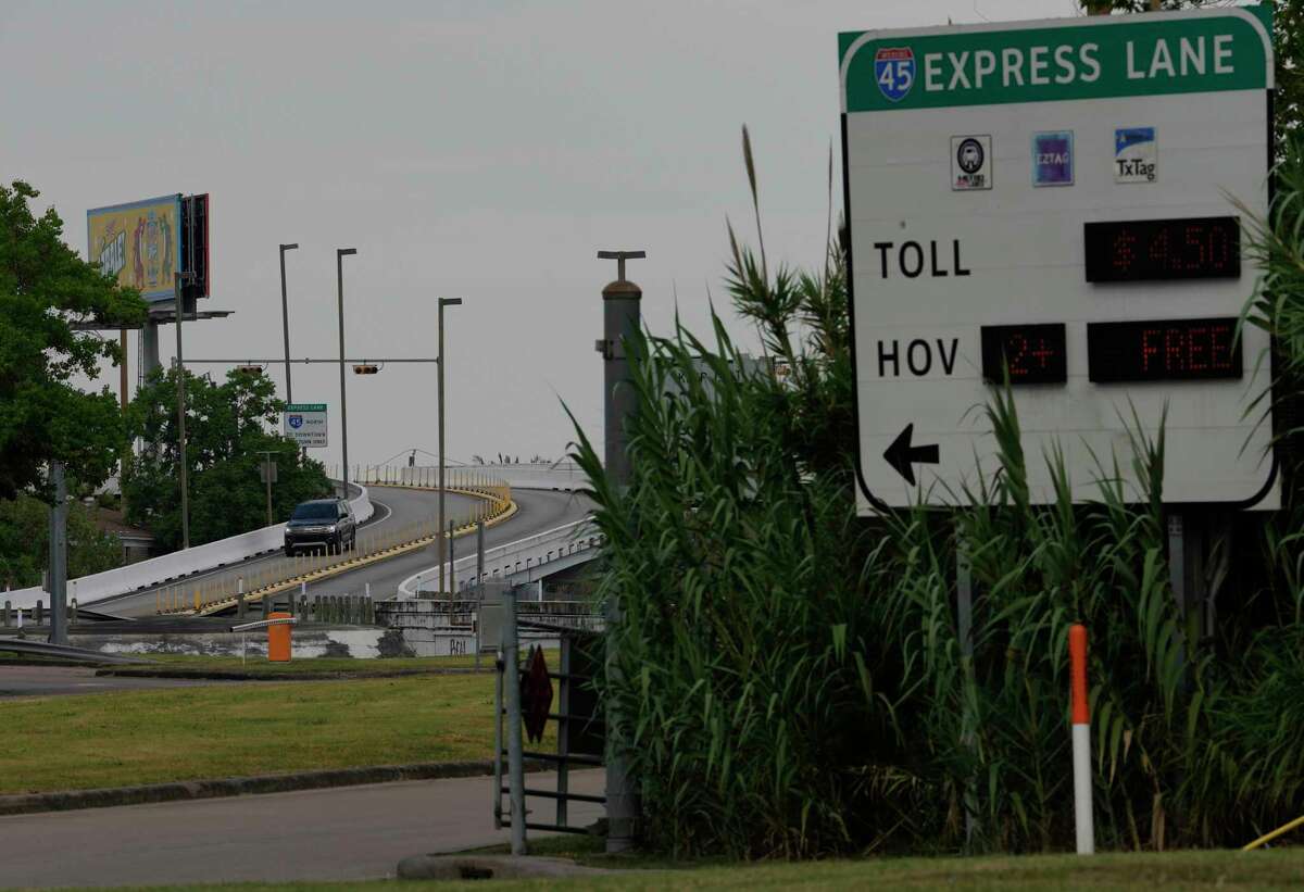 An entrance to the Interstate 45 high-occupancy toll lane, photographed Monday, June 27, 2022, in Houston.