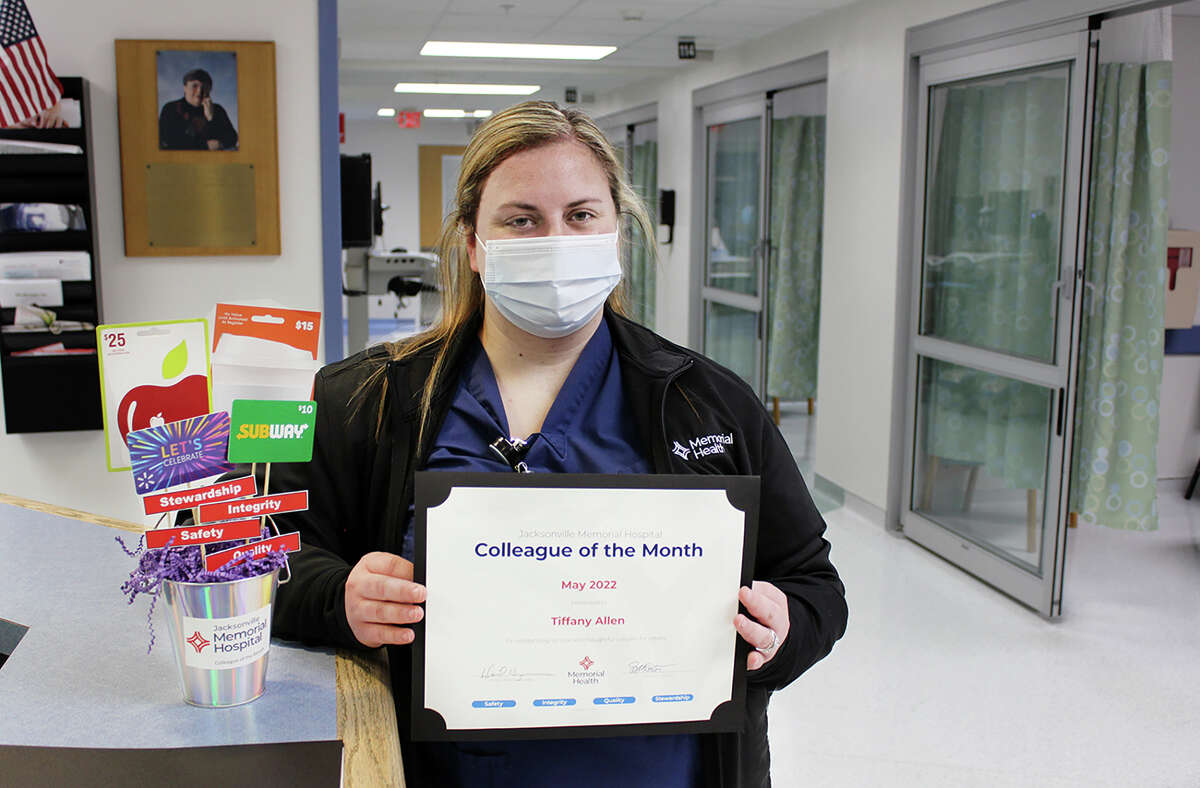 Registered nurse Tiffany Allen is Jacksonville Memorial Hospital's Colleague of the Month for May.