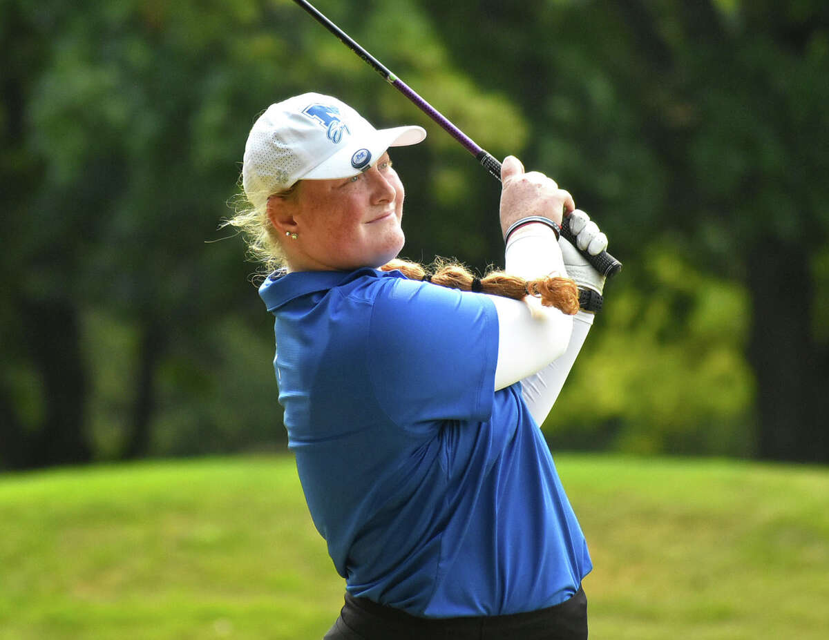 Marquette Catholic's Gracie Piar watches her shot during a tourney last season with the Explorers. Piar, who went on to win the Class 1A state title, won the St. Louis Metropolitan Women's Association tourney championship earlier this month in St. Louis.
