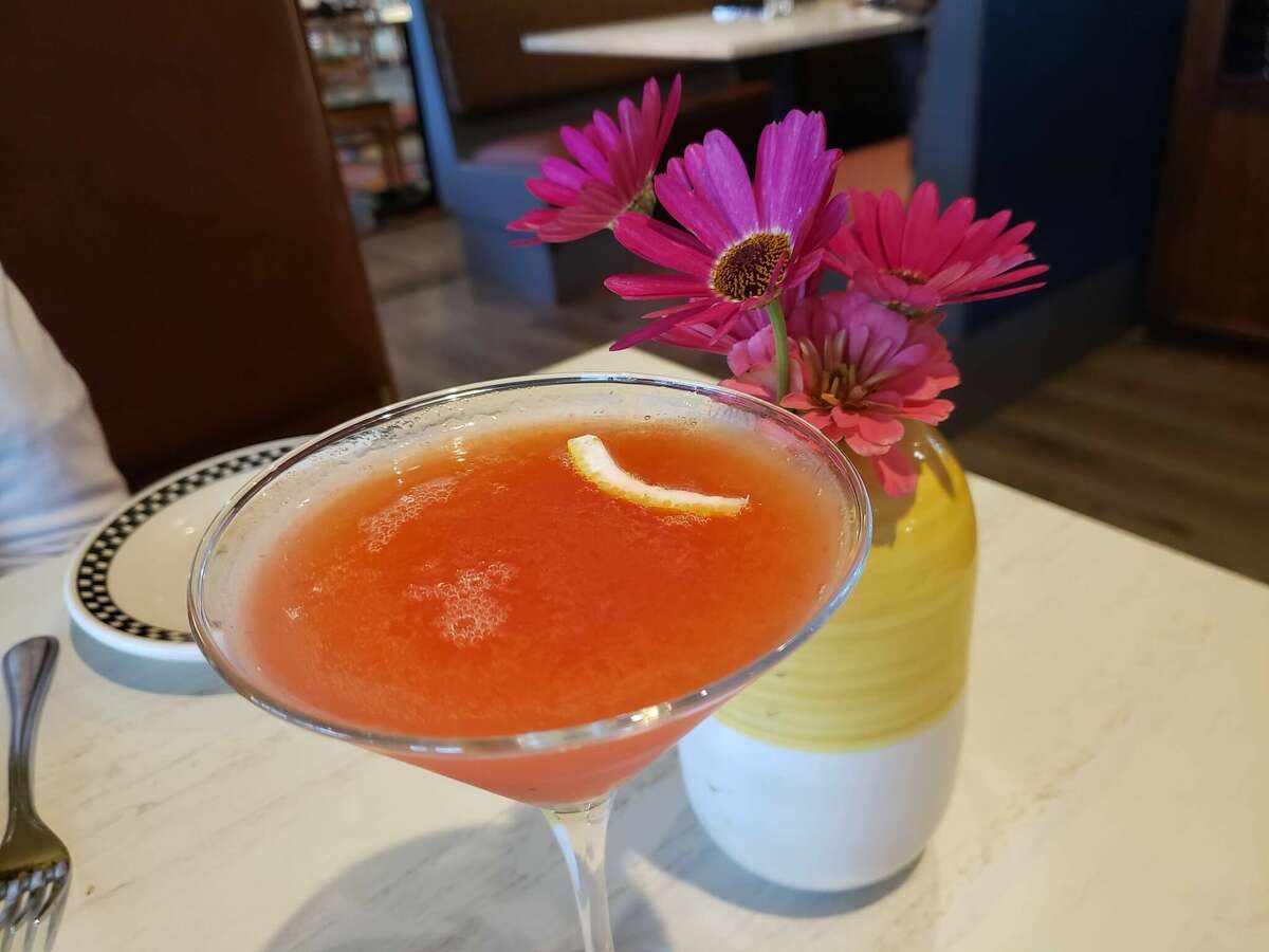 The delicious vodka martini with strawberry-rhubarb syrup on the Taste of Ukraine menu at the Good News Restaurant and Bar in Woodbury.