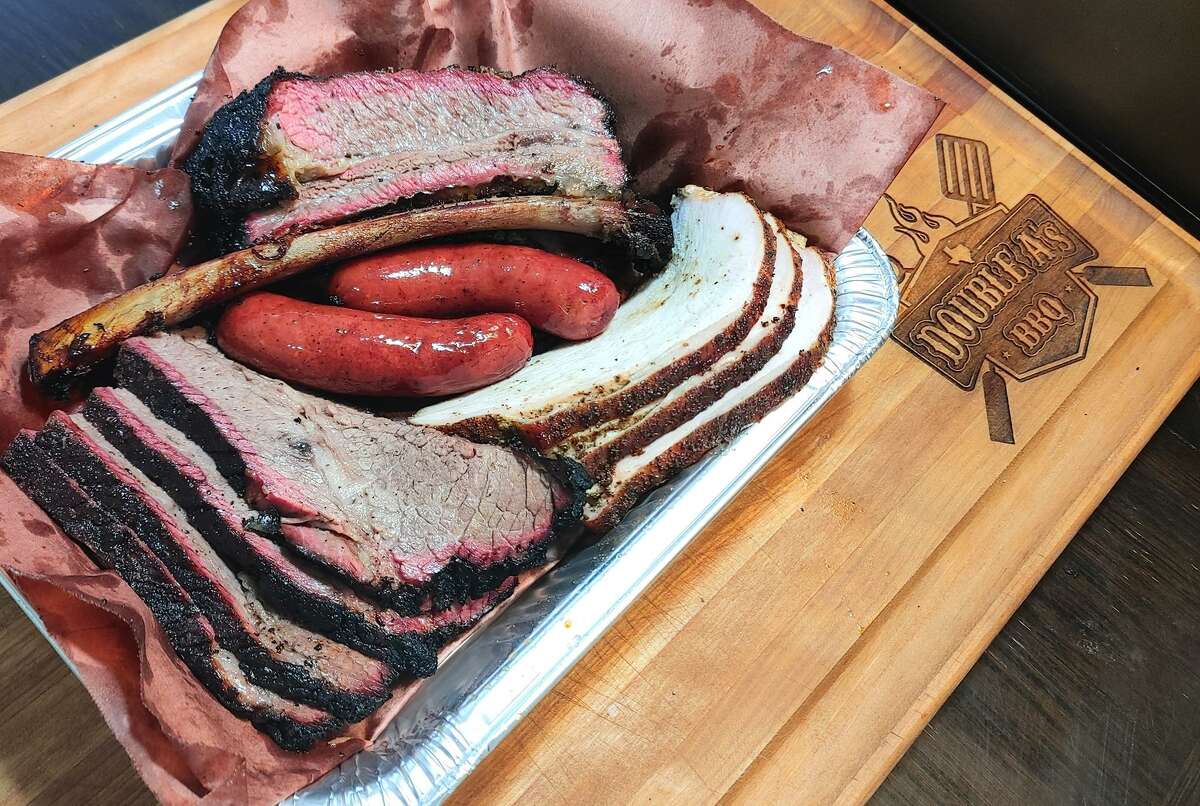 A platter of meats from Double A BBQ