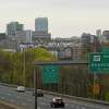 A view of Stamford, Connecticut city skyline, captured on April 29, 2020 from the Maher Road bridge on the East Side.
