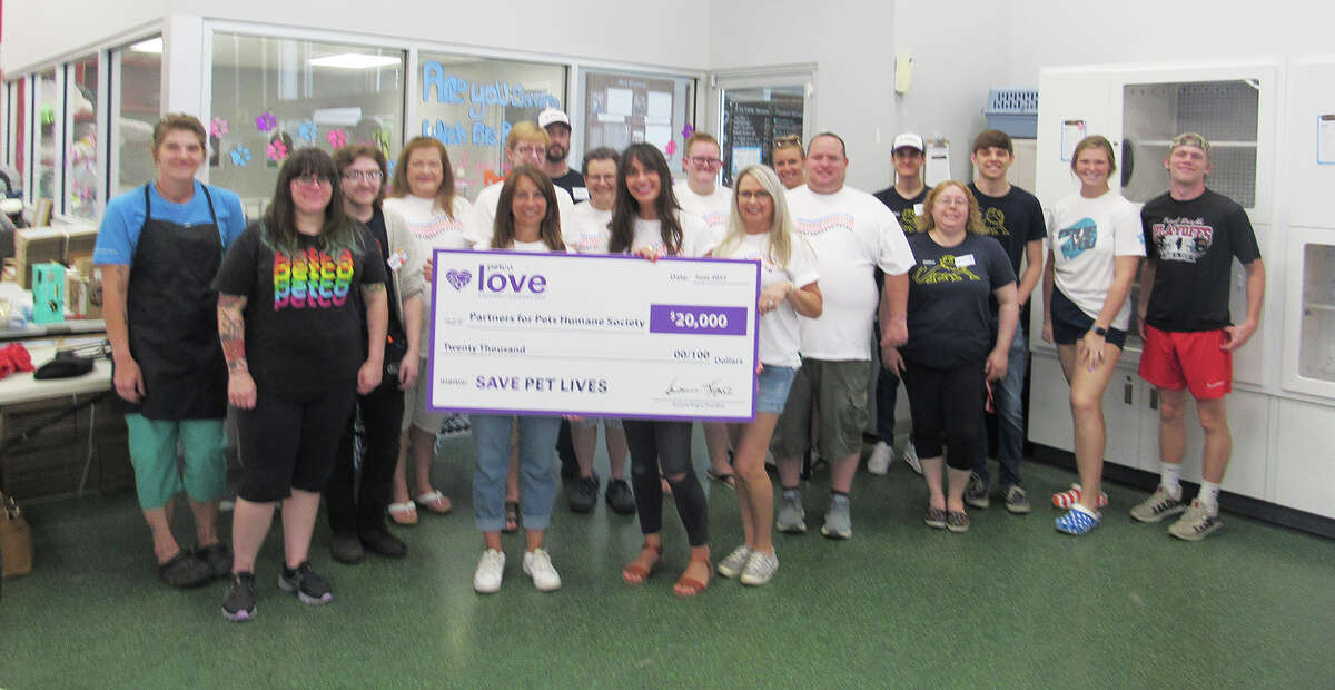 Petco Love, the nonprofit charitable foundation for Petco, awarded a $20,000 check to Partners for Pets on Tuesday at the Edwardsville Petco store. The grant funding will help Partners for Pets improve its foster program.