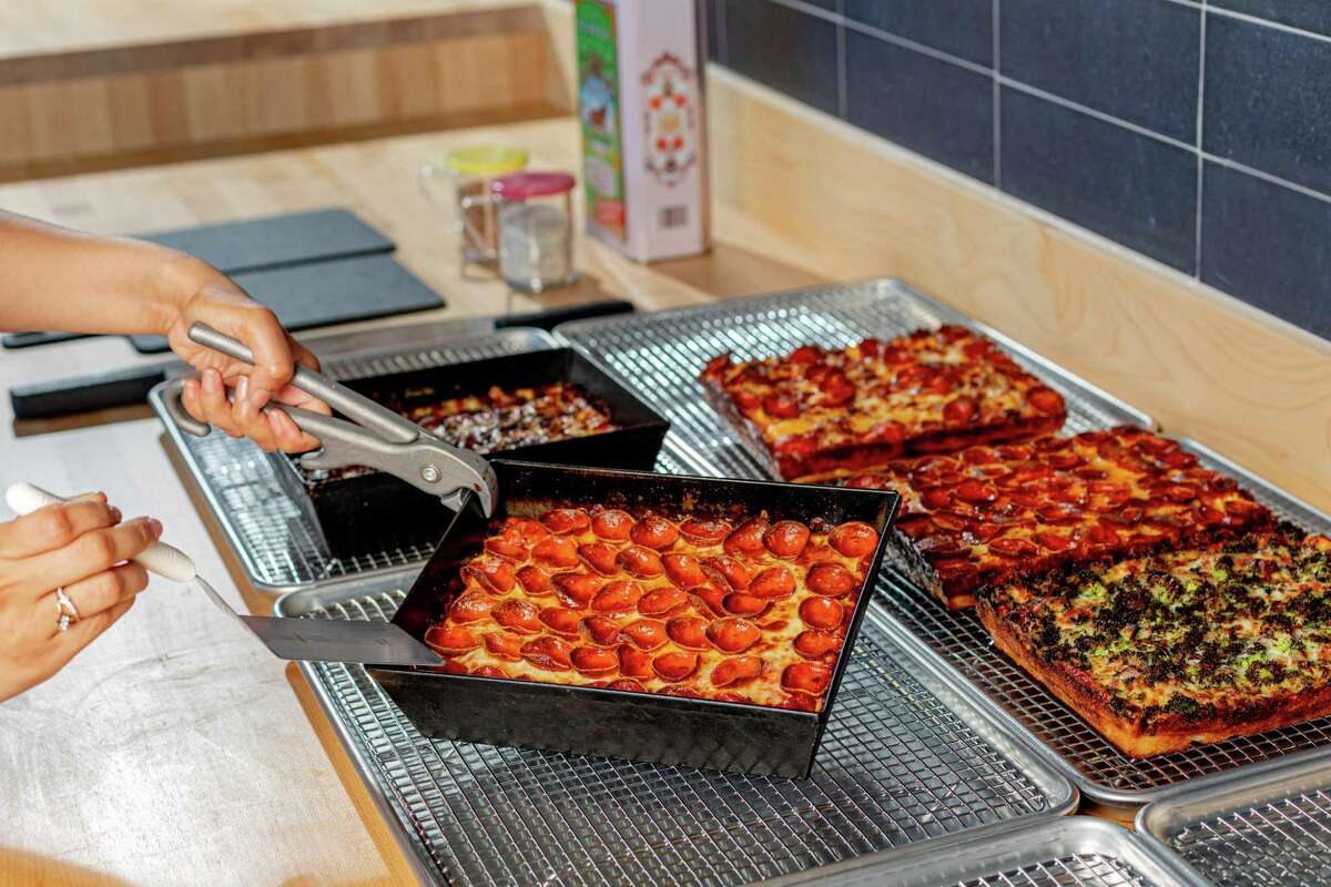 The new Square Pie Guys restaurant in Ghirardelli Square has just opened.